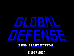 Global Defense title screen for Sega Master System